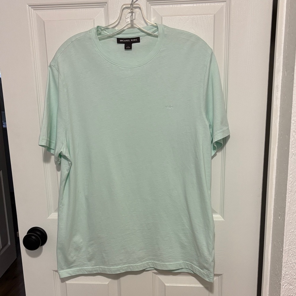 Michael Kors Logo Mens Cotton Light Green T-Shirt